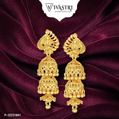 Golden Brass  Jhumkas Earrings For Women-thumb0