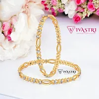 Elegant Golden Alloy Bangles For Women 2Pcs-thumb1