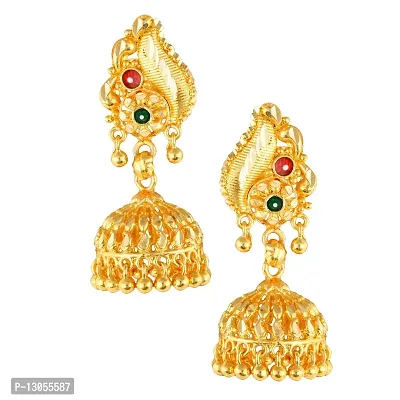 Golden Brass  Jhumkas Earrings For Women-thumb0