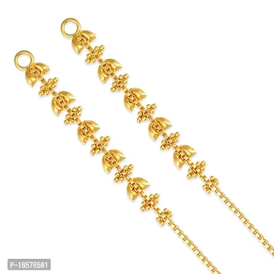 VIVASTRI Golden Alloy  Ear Cuff Earrings For Women-thumb3