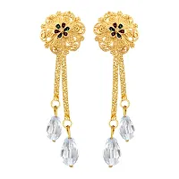 Beautiful Alloy Golden Removable Stud Jhumki Chain Drop Earring For Women-thumb2