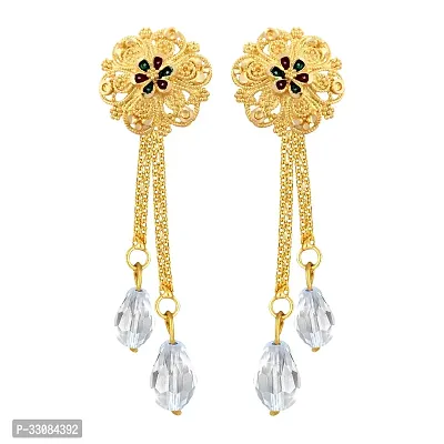 Beautiful Alloy Golden Removable Stud Jhumki Chain Drop Earring For Women-thumb3