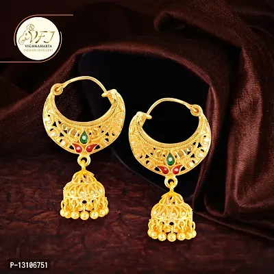 Golden Brass  Studs Earrings For Women-thumb3