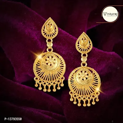 Beige Brass American Diamond Jhumkas Earrings For Women-thumb0