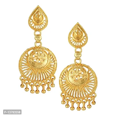 Beige Brass American Diamond Jhumkas Earrings For Women-thumb2