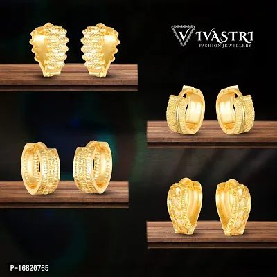 VIVASTRI Golden Alloy  Half Hoop Earrings Earrings For Women-thumb0