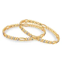 Elegant Golden Alloy Bangles For Women 2Pcs-thumb3