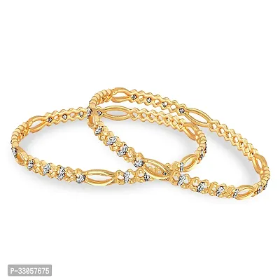 Elegant Golden Alloy Bangles For Women 2Pcs-thumb4