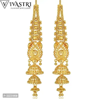 Golden Brass  Jhumkas Earrings For Women-thumb0