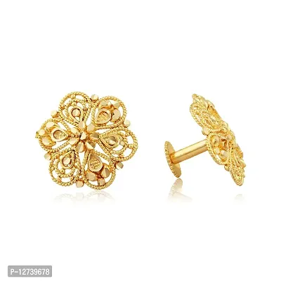 Brass Traditional South Screw Back Alloy Gold and Micron Plated Round Earrings-thumb0