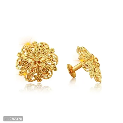 VIVASTRI Traditional South Screw Back Alloy Gold and Micron Plated Round Earring, Gold, Yellow-thumb0