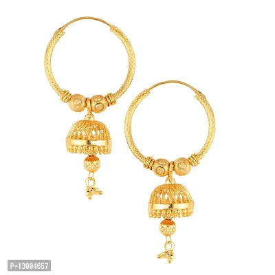 Golden Brass  Jhumkas Earrings For Women-thumb0