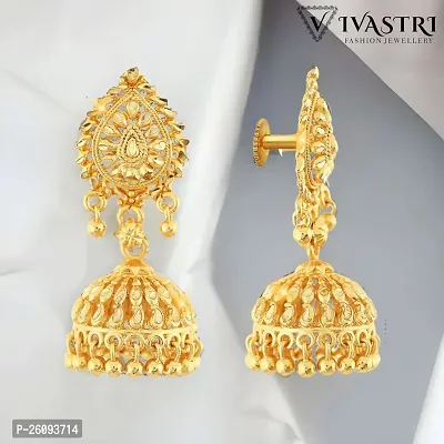 VIVASTRI'S Traditional 1gm Gold and Micron Plated Alloy Jhumka Earring for Women and Girls-thumb0