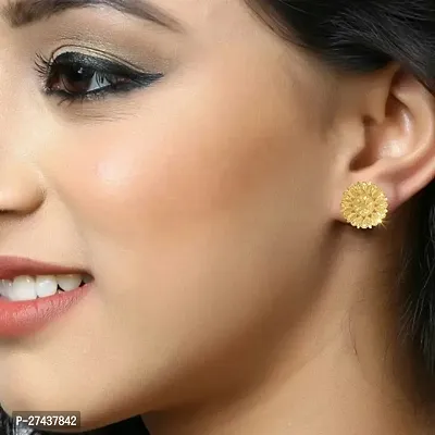 Golden Alloy Stud Earring Combo (2 Pair Earrings )-thumb2