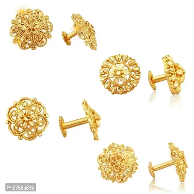 Golden Alloy STUD Earring Combo (4 Pair Earrings )-thumb0