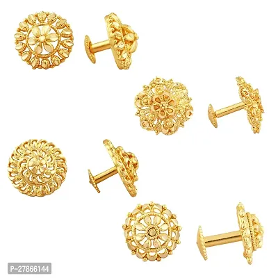 Golden Alloy STUD Earring Combo (4 Pair Earrings )-thumb0