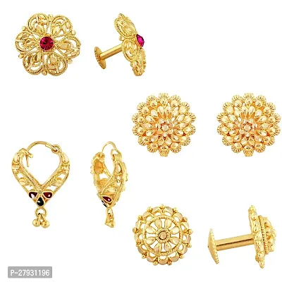 Vivasrtri Golden Alloy STUD Earring Combo (4 Pair Earrings )