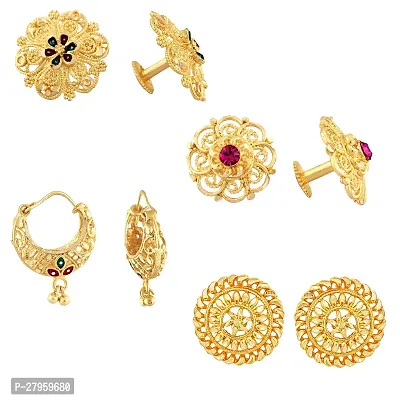 Vivasrtri Golden Alloy STUD Earring Combo (4 Pair Earrings )-thumb0