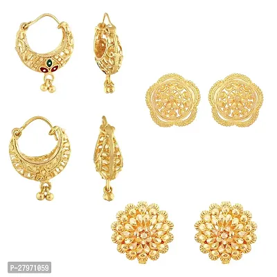 Vivasrtri Golden Alloy STUD Earring Combo (4 Pair Earrings )-thumb0