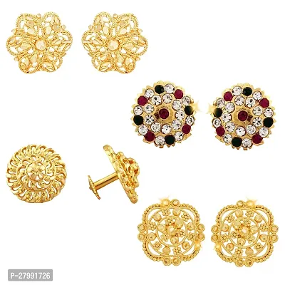 Vivasrtri Golden Alloy STUD Earring Combo (4 Pair Earrings )-thumb0