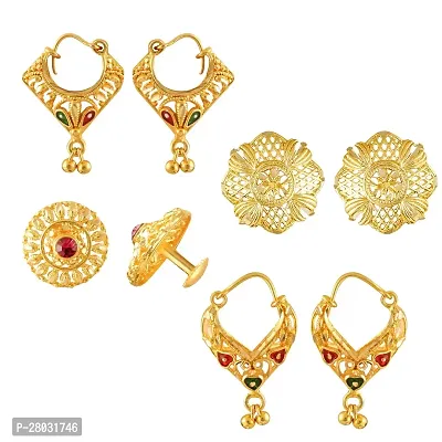 Vivasrtri Golden Alloy STUD Earring Combo (4 Pair Earrings )-thumb0