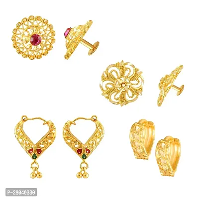 Vivasrtri Golden Alloy STUD Earring Combo (4 Pair Earrings )-thumb0