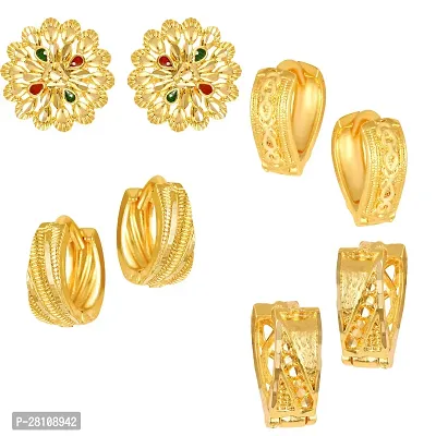 Golden Alloy STUD Earring Combo (4 Pair Earrings )-thumb0