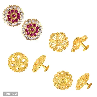 Beautiful Golden Alloy STUD Earring Combo (4 Pair Earrings )-thumb0