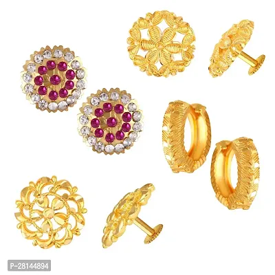 Vivasrtri Golden Alloy STUD Earring Combo (4 Pair Earrings )-thumb0