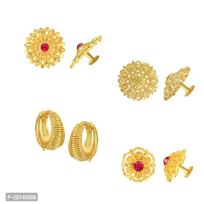 Vivasrtri Golden Alloy STUD Earring Combo (4 Pair Earrings )-thumb0