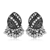 Vivastri Antique Silver Alloy Jhumki Earring (1 Pair Earrings )-thumb1