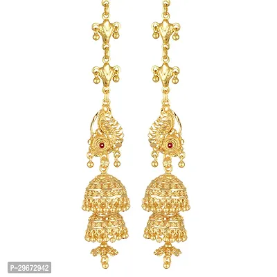 Beautiful Gold Plated Alloy Meena Kannchain Jhumka Earrings-thumb0