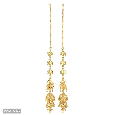 Beautiful Gold Plated Alloy Meena Kannchain Jhumka Earrings-thumb3