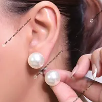 Premium Pearl Stud Earrings Hollywood Style Push Back Closure-thumb1