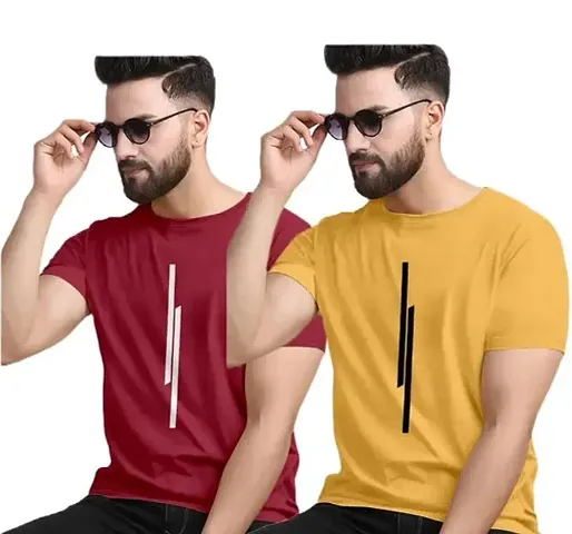 Trendy Polycotton Round Neck Tees for Men Combo Of 2