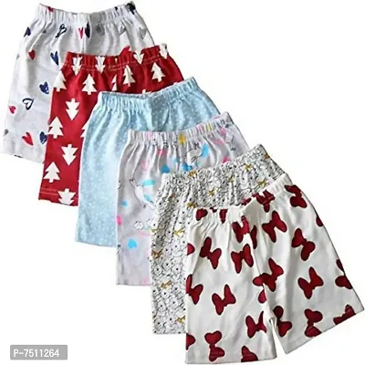 Boys And Girls Pure Cotton Printed Multicolor Shorts Pack Of 6 Assorted-thumb0