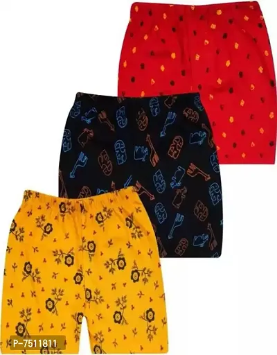 RCK Rockers Pure Cotton Printed Boys  Girls Basic Shorts Pack Of 3 Assorted-thumb0