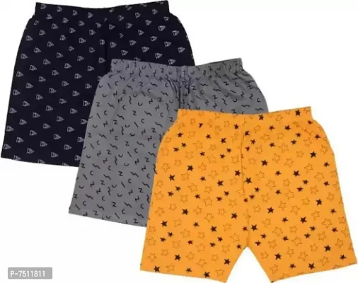 RCK Rockers Pure Cotton Printed Boys  Girls Basic Shorts Pack Of 3 Assorted-thumb3
