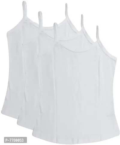 Cotton Camisole/Slip Innerwear For Girls  Kids White Pack Of 3-thumb0