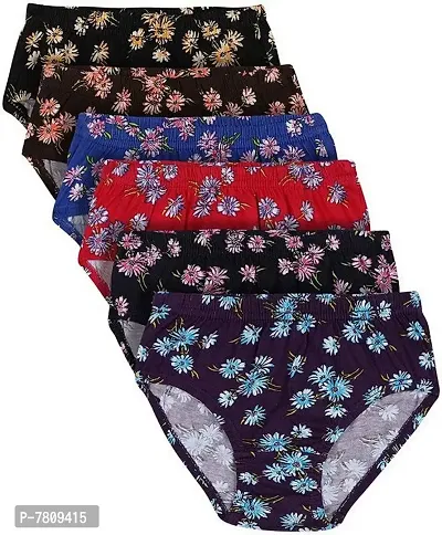 Rck Rockers Cotton Multicolor Elastic Waistband Printed Panty For Girls Pack Of 6 Assorted-thumb0