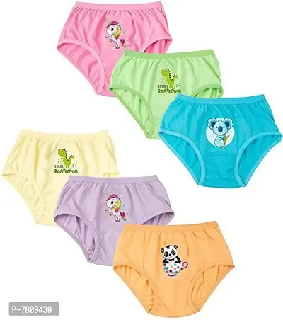 Rck Rockers Cotton Multicolor Outer Elastic Waistband Panty For Girls Pack of 6 Assorted-thumb0