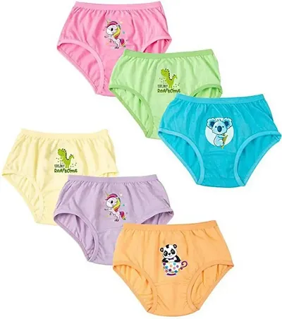 Kids Cotton Printed Panties For Girls Pack Of 6