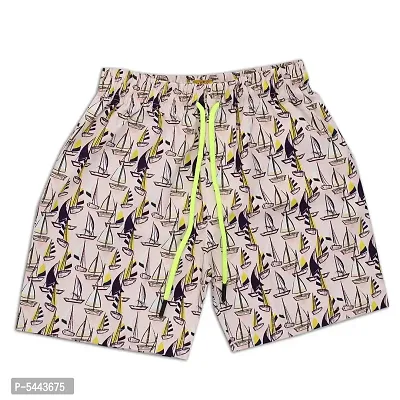 Stylish Cotton Pink Printed Elasticated Waist And Drawstring Shorts For Kids