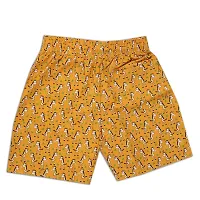 Stylish Cotton Orange Printed Elasticated Waist And Drawstring Shorts For Kids-thumb1