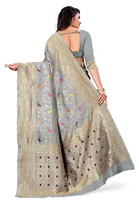 VASTRAM FABRICS || Women's Banarasi Silk Banarasi Saree with Unstitched Blouse Piece (Grey ]-thumb4