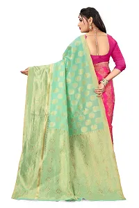 VASTRAM FABRICS Women's Banarasi Silk Banarasi Saree with Unstitched Blouse Piece [Green }-thumb1