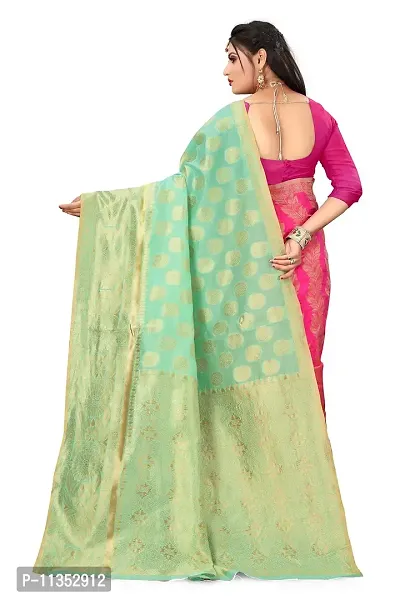 VASTRAM FABRICS Women's Banarasi Silk Banarasi Saree with Unstitched Blouse Piece [Green }-thumb2