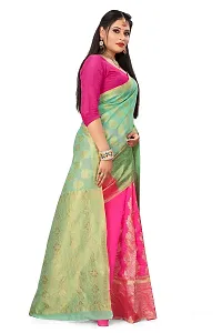 VASTRAM FABRICS Women's Banarasi Silk Banarasi Saree with Unstitched Blouse Piece [Green }-thumb4