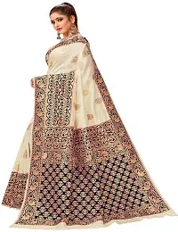 VASTRAM FABRICS Women's Banarasi Silk Banarasi Saree with Unstitched Blouse Piece (Black)-thumb3