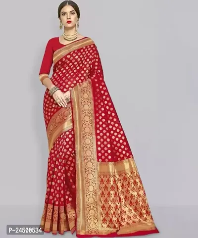 Classic Silk Blend Saree with Blouse Piece for Women-thumb0